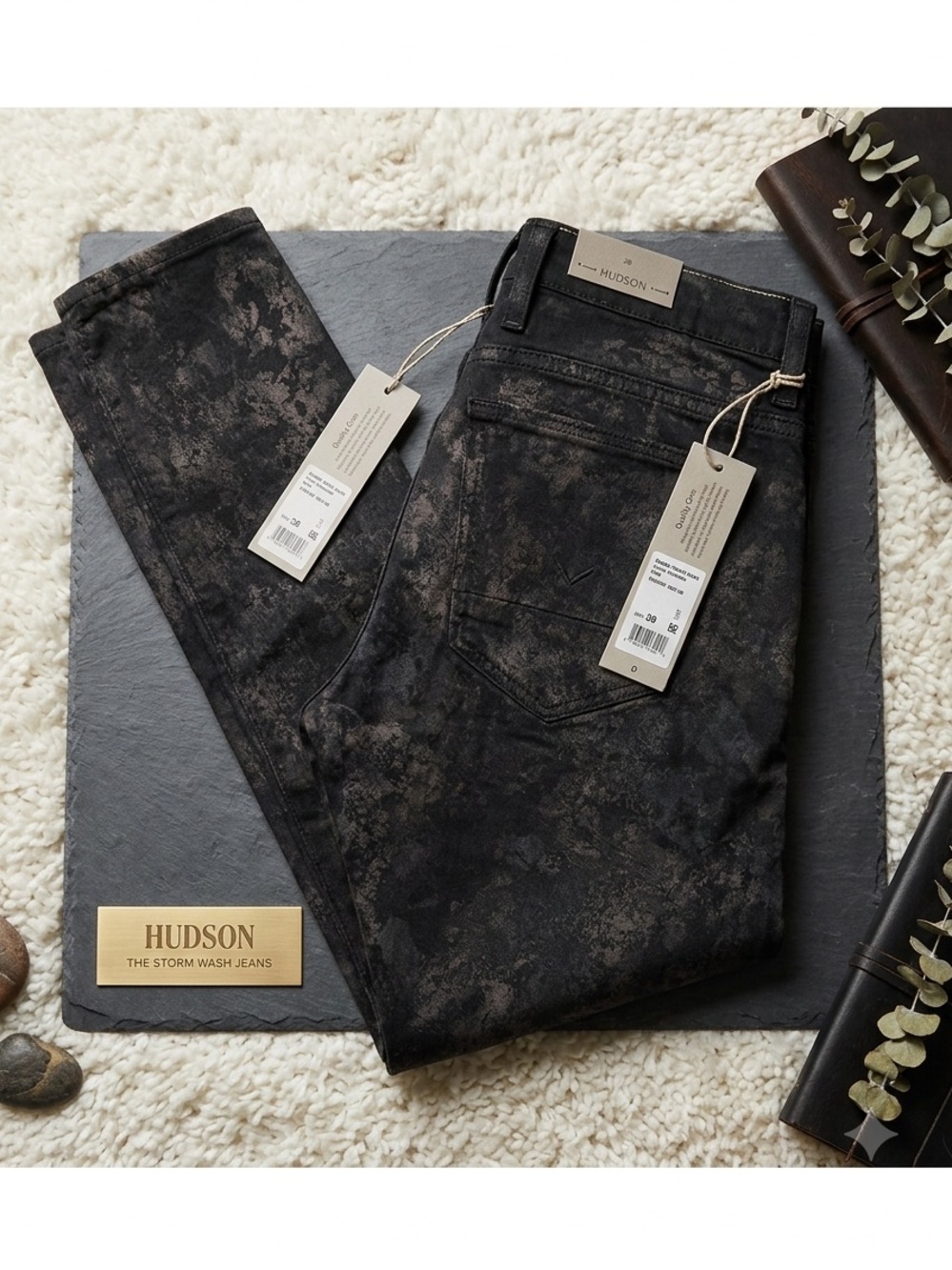 Hudson Jeans Dark Patterned Skinny Jeans